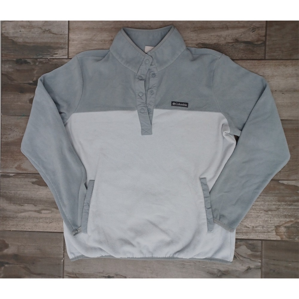 XL Columbia Jacket Women's Gray Two Tone Long Sleeve Pullover Fleece Buttoned